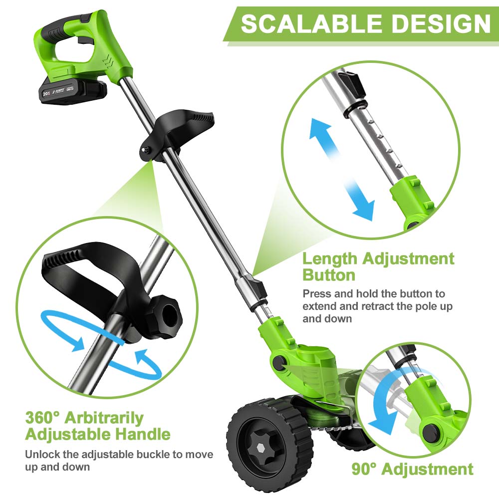 Cordless Garden Grass Strimmer Green Bundle