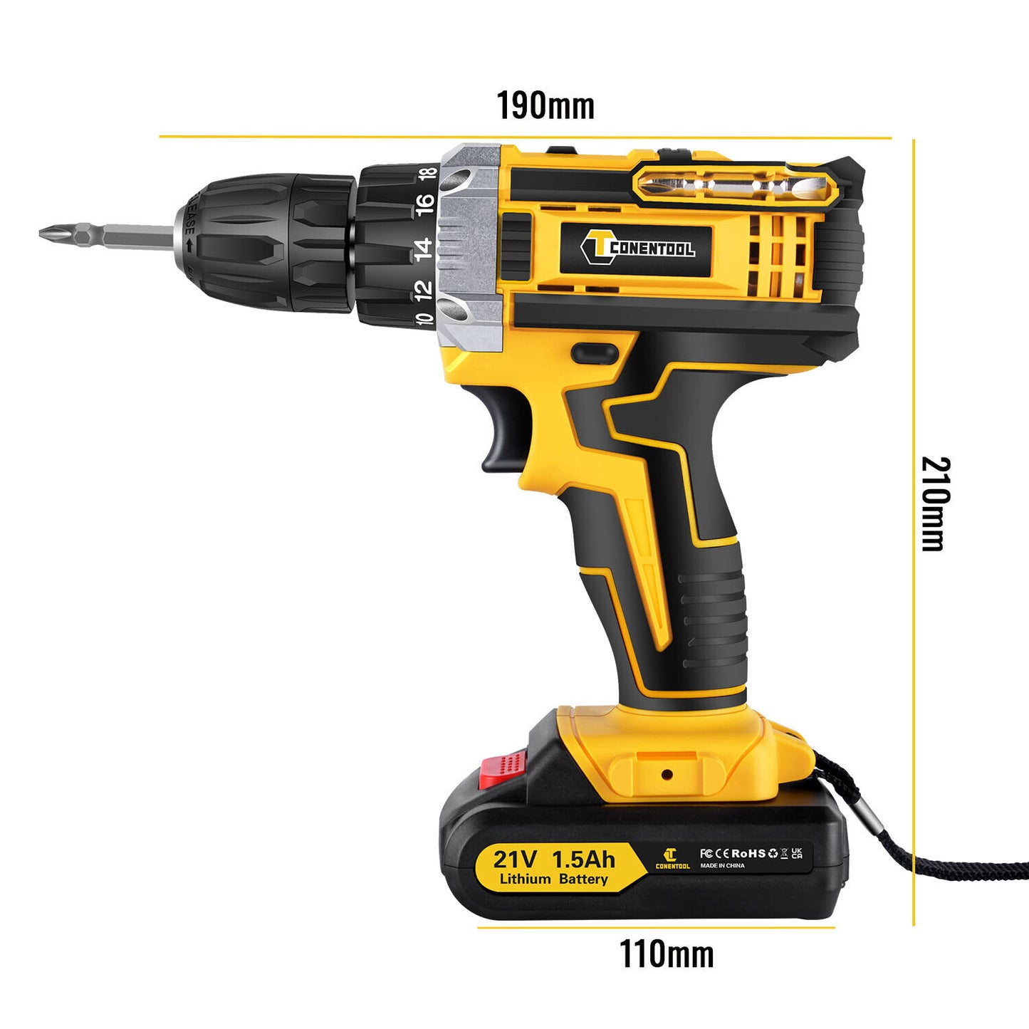 3-in-1 Working Mode 29 Piece Yellow Charging Drill Set