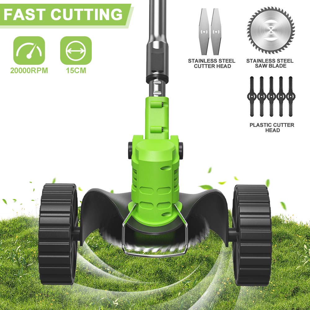 Cordless Garden Grass Strimmer Green Bundle