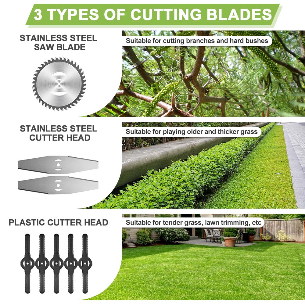 Cordless Garden Grass Strimmer Green Bundle
