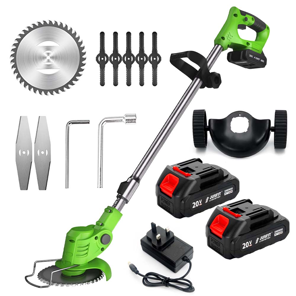 Cordless Garden Grass Strimmer Green Bundle